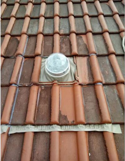 Captor Domes on Clay Roof Tiles – Round Seamless Capping Flashing done by roofers