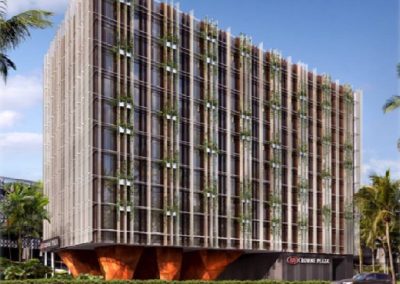 Crown plaza weathered steel cladding